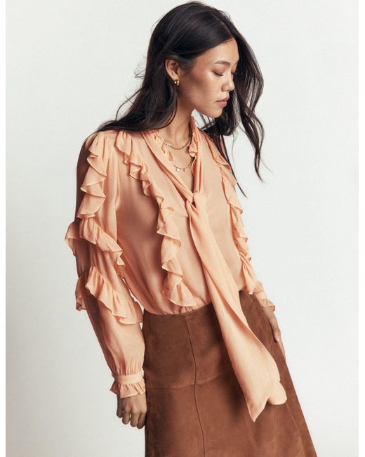 Boden Green Ruffled Georgette Top
