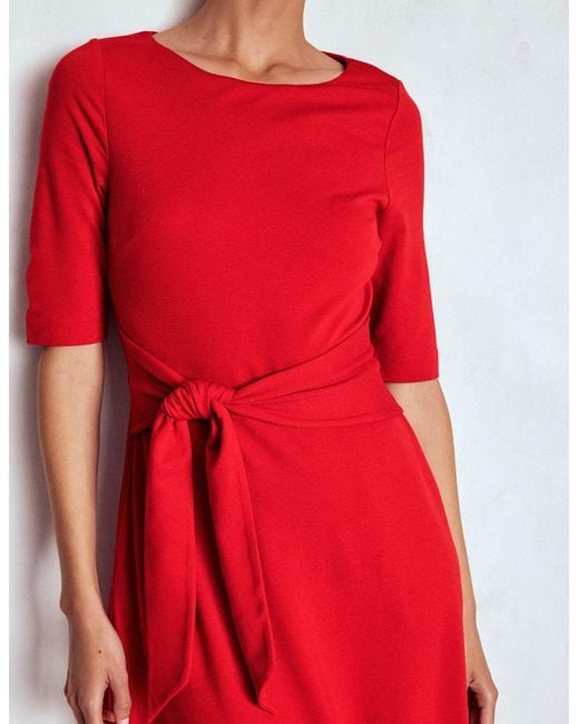 Boden Red Mathilde Tie Waist Ponte Dress