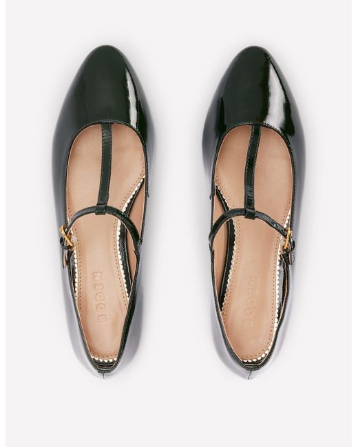 Boden Green Round Toe T-Bar Flats