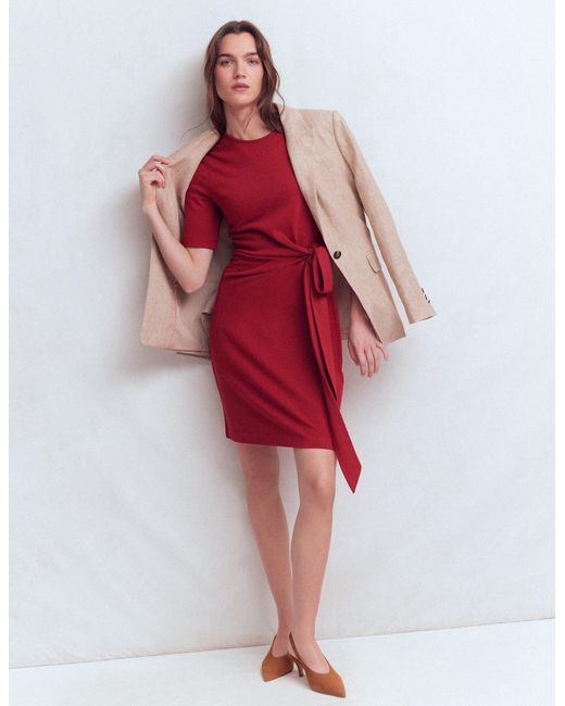 Boden Red Zinnia Tie Jersey Short Dress