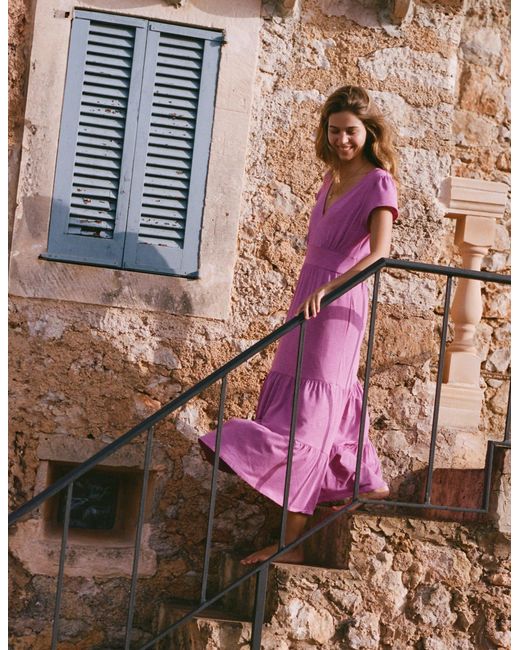 Boden Purple Eloise Gestuftes Jerseykleid