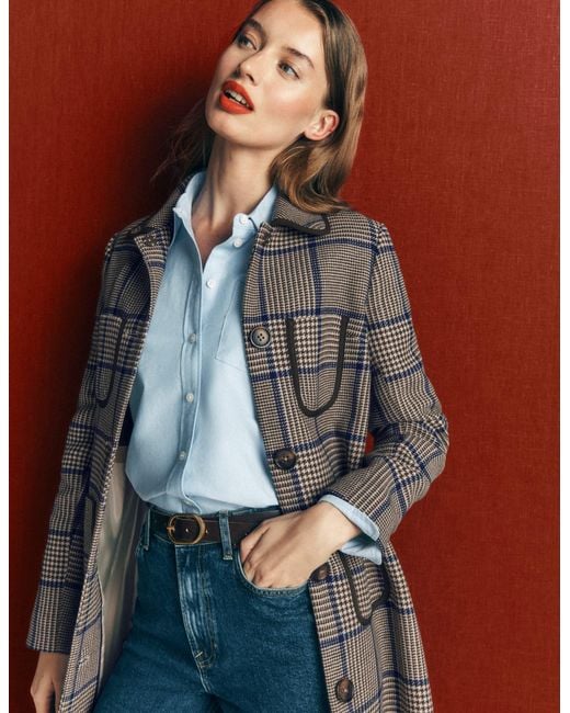 Boden Brown Patch Pocket Wool Blend Coat