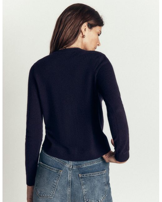 Boden Blue Elsie Cashmere Crew Cardigan