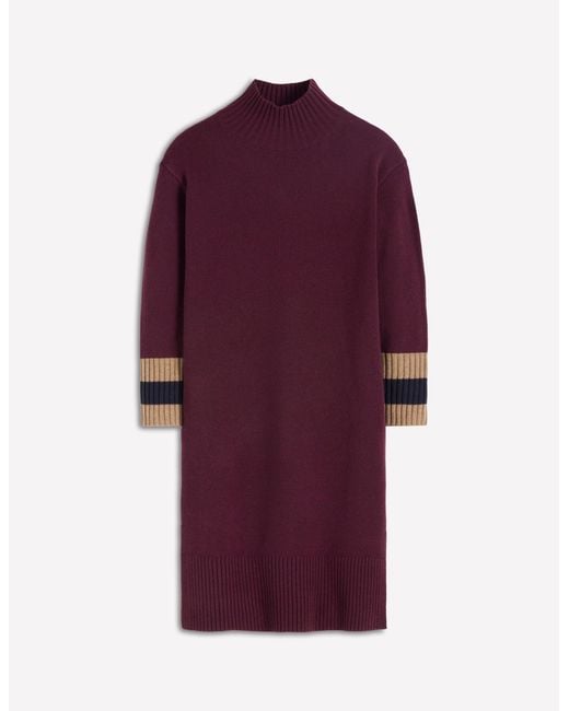 Boden Multicolor Merino Knitted Dress-Dark Cherry, Stripe