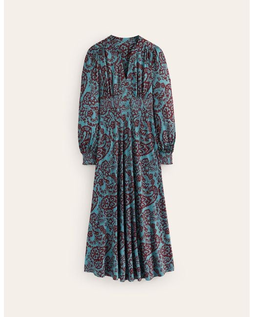 Robe Midi Ivy A Smocks Femme Boden en coloris Bleu Lyst