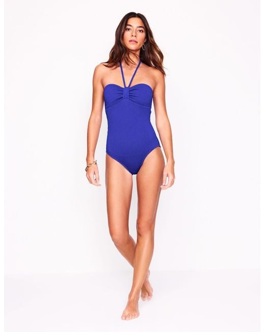 Boden Blue Crinkle Texture Swimsuit