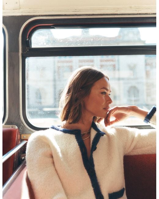 Boden Women's Black Holly Boucle Knitted Jacket-Warm Ivory, Boucle