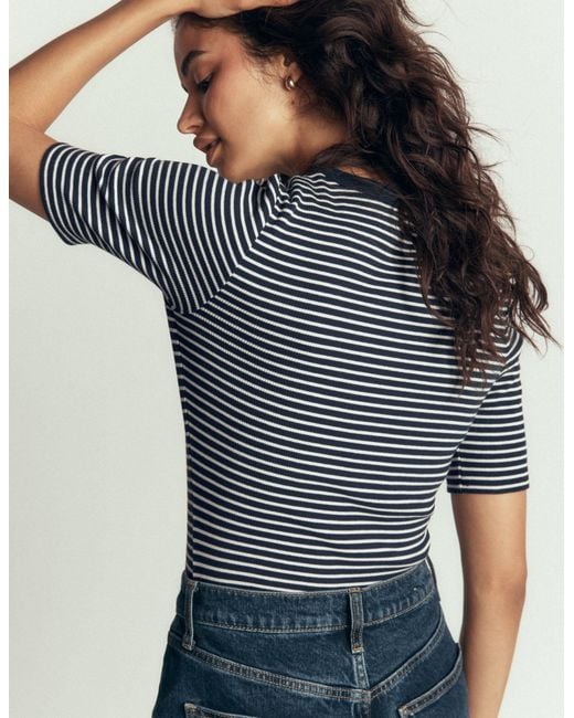 Boden Blue Ribbed Cotton T-Shirt