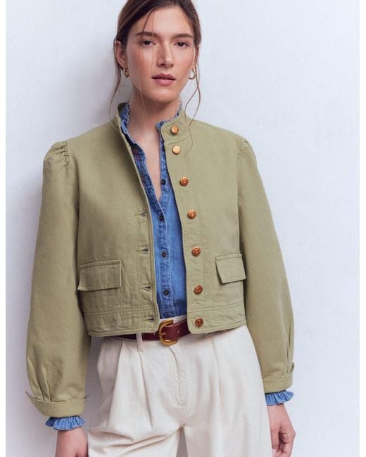 Boden Gray Topstitch Denim Jacket