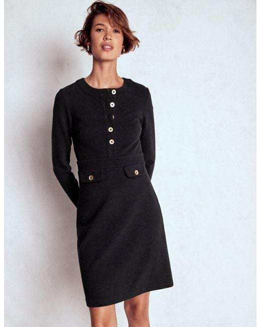 Boden Black Lavinia Button Shift Dress