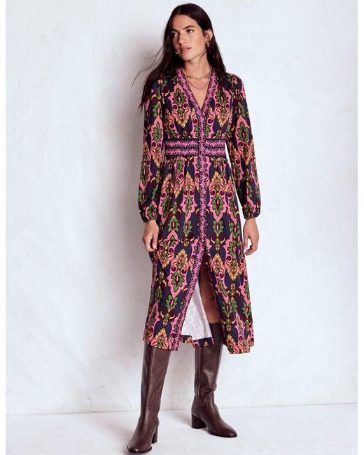 Boden Pink Natalia Long Sleeve Tea Dress