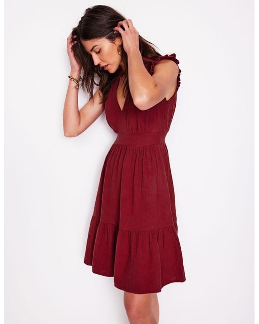 Boden Red Wren Double Cloth Short Dress