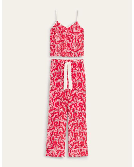 Pyjama en soie Boden en coloris Pink