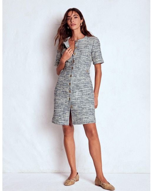 Boden Blue Textured Tab Short Dress