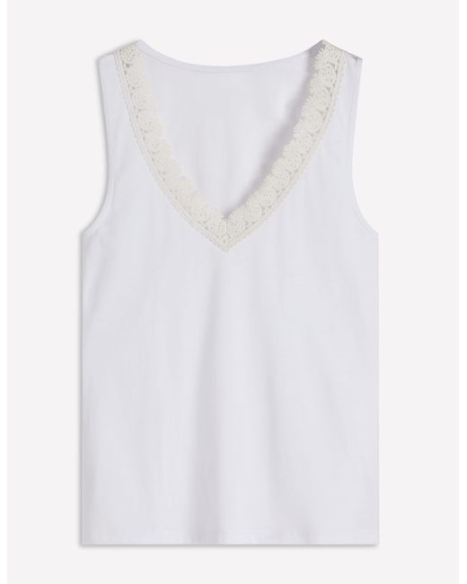 Boden White Flora Lace Trim Supersoft Tank Top