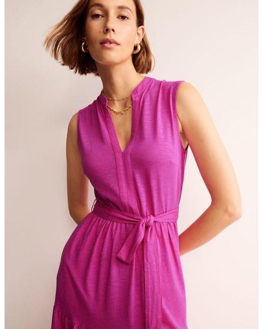 Boden Pink Naomi Notch Jersey Maxi Dress
