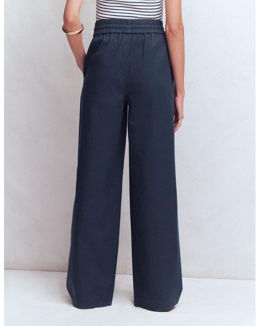 Boden Blue Greenwich Tie Waist Trousers