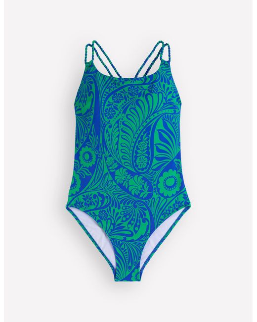 Boden Blue Twist Strap Swimsuit