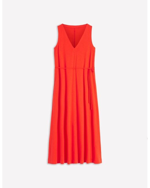 Boden Red Mia V-Neck Jersey Midi Dress