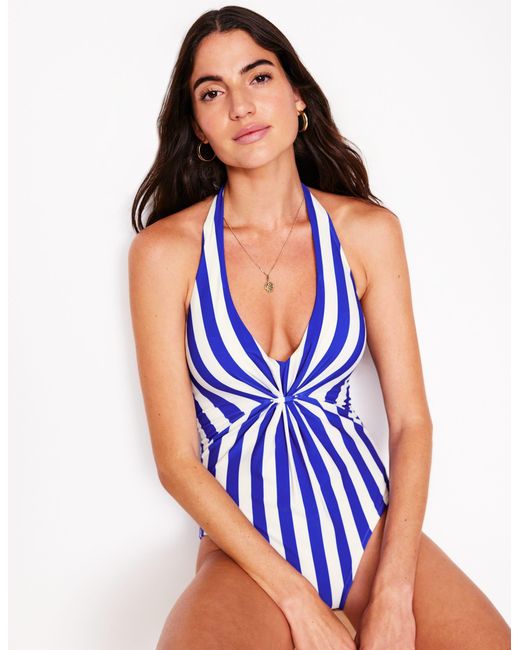 Boden Blue Ruched Loop Swimsuit