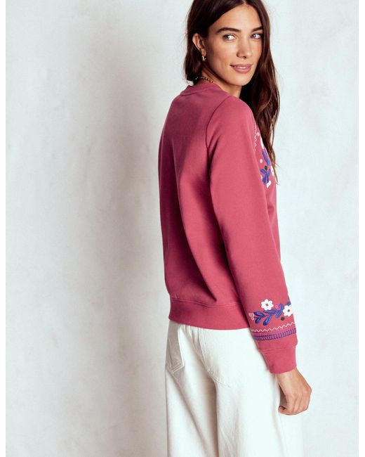 Boden Pink Hannah Embroidered Sweatshirt