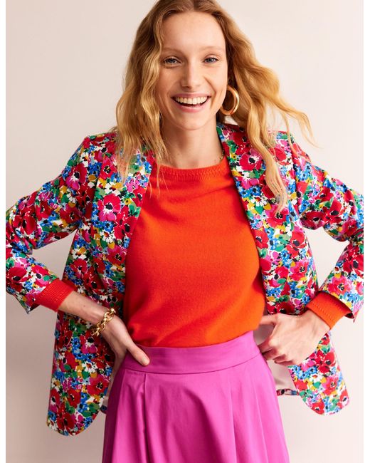 Boden Red Marylebone Sateen Blazermulti, Wild Poppy
