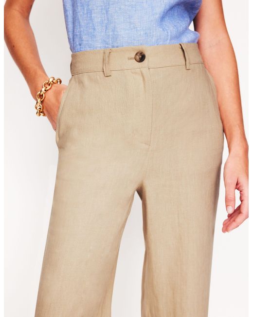 Boden White Westbourne Crop Linen Trousers