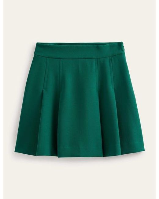 Boden Green Pleated Crepe Mini Skirt