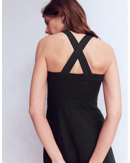 Boden Black Cross-Back Linen Blend Dress