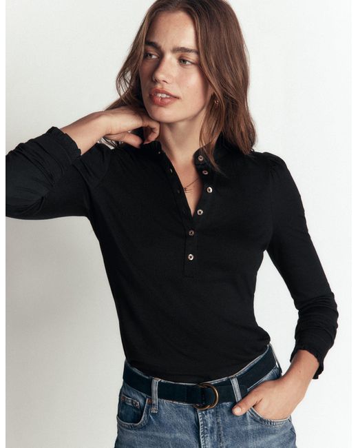 Boden Blue Supersoft Frill Henley Top