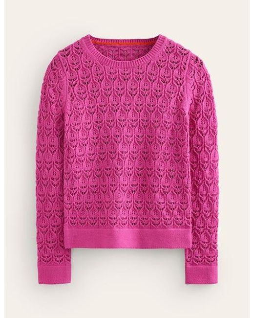 Boden Pink Crochet Knit Jumper