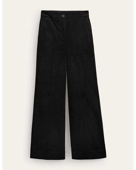 Boden Black Wide-leg Corduroy Trousers