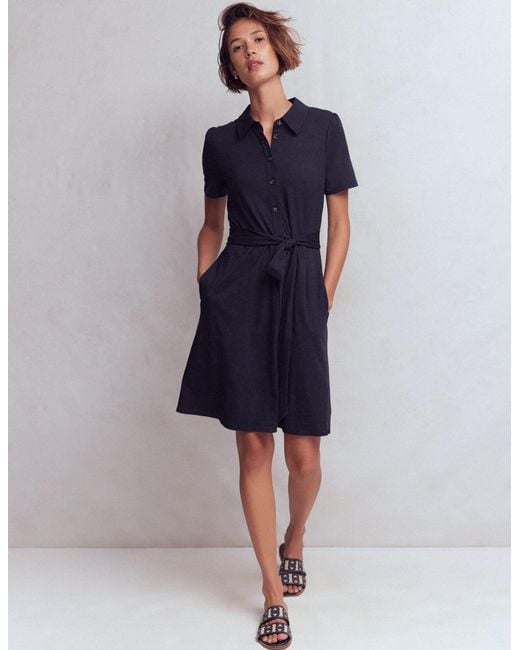 Boden Blue Patti Short Jersey Shirt Dress