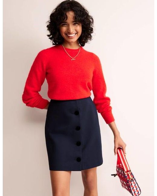 Boden Blue Buttoned Jersey Mini Skirt