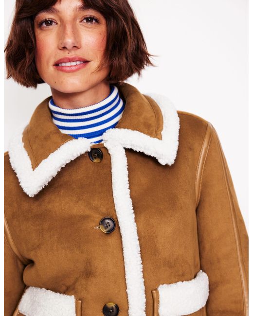 Boden Blue Faux Shearling Jacketbrown