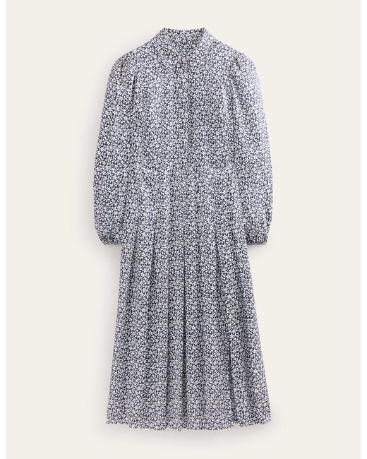 Robe-chemise midi avec jupe plissée Boden en coloris Gray