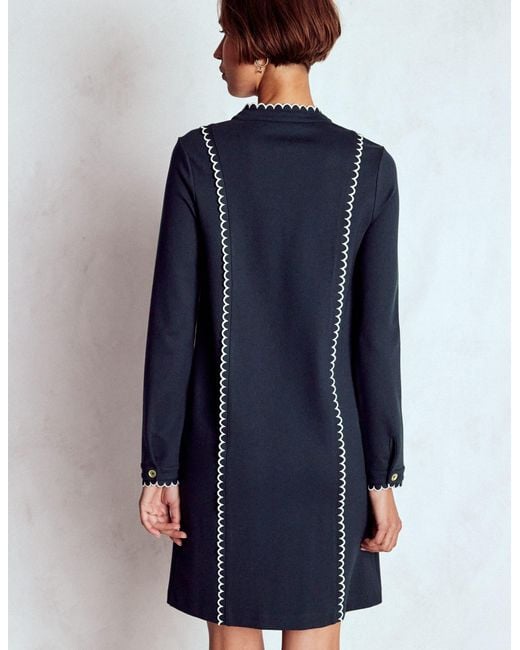 Boden Blue Scallop Detail Jersey Dress