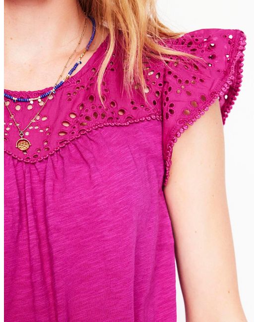 Boden Pink Juliet Kurzes Kleid Mit Lochstickerei