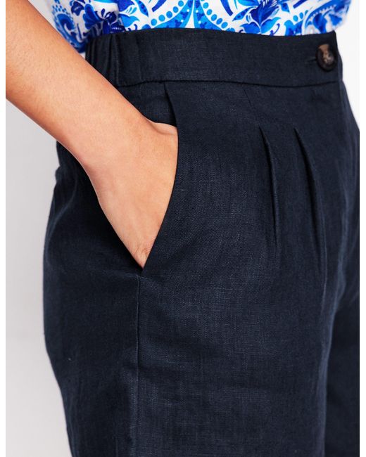 Short Dulwich En Lin-Bleu Marine, Petits Pois Boden en coloris Blue