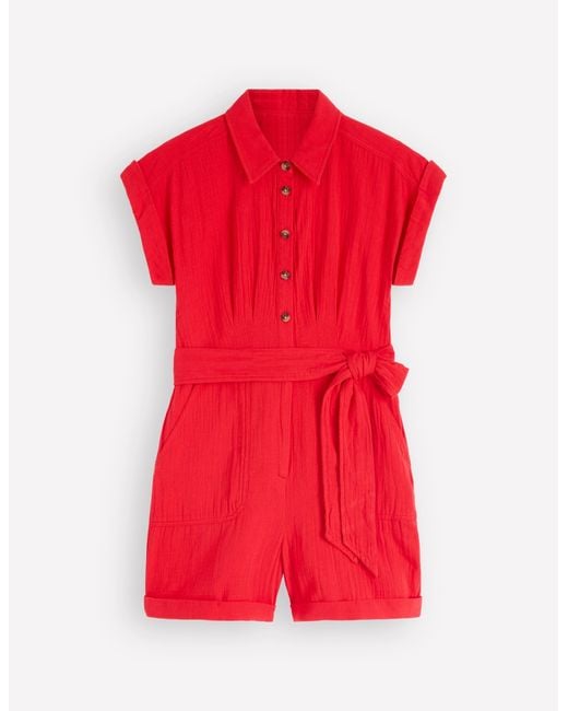 Boden Red Kay Double Cloth Playsuit