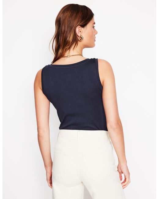 Boden Blue Essential Scoop Neck Tank