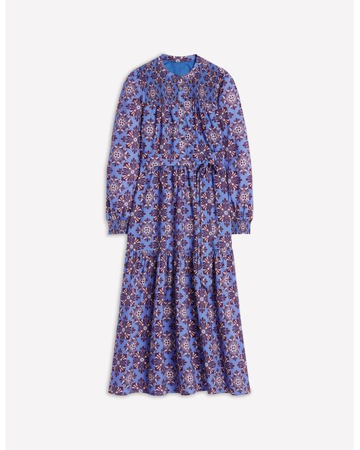 Boden Blue Cecily Cotton Midi Dress-Soft, Bloom Mosaic