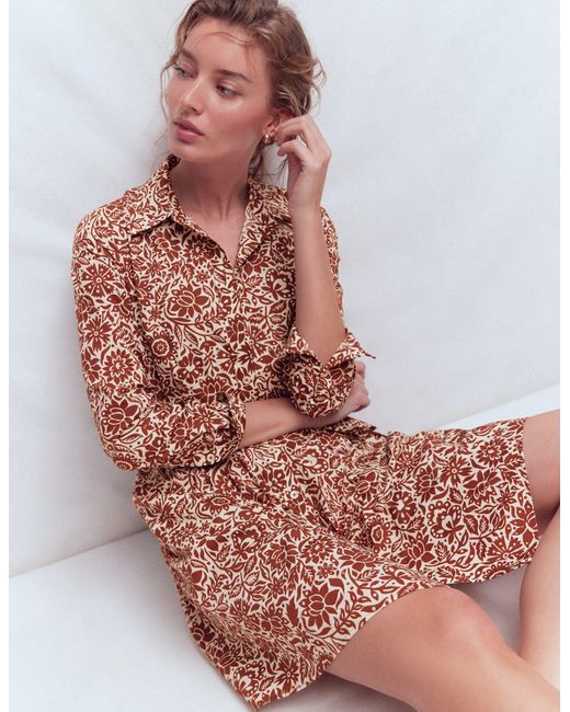 Boden Brown Alexa Long Sleeve Short Dress