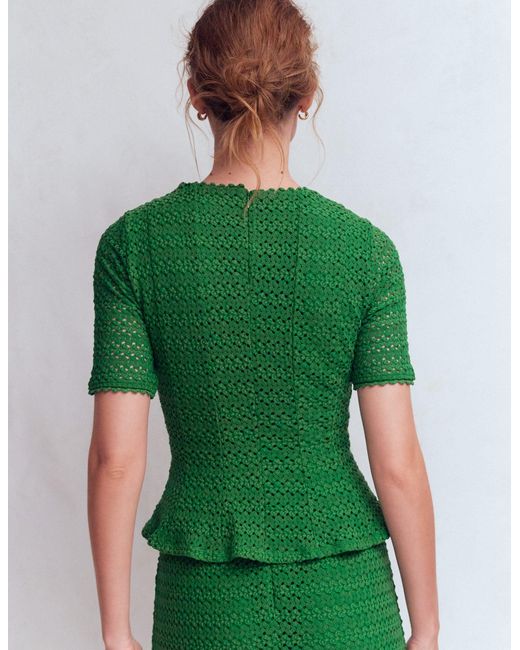 Boden Green Lace Peplum Top