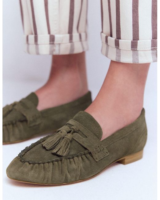 Boden White Soft Ruched Loafers