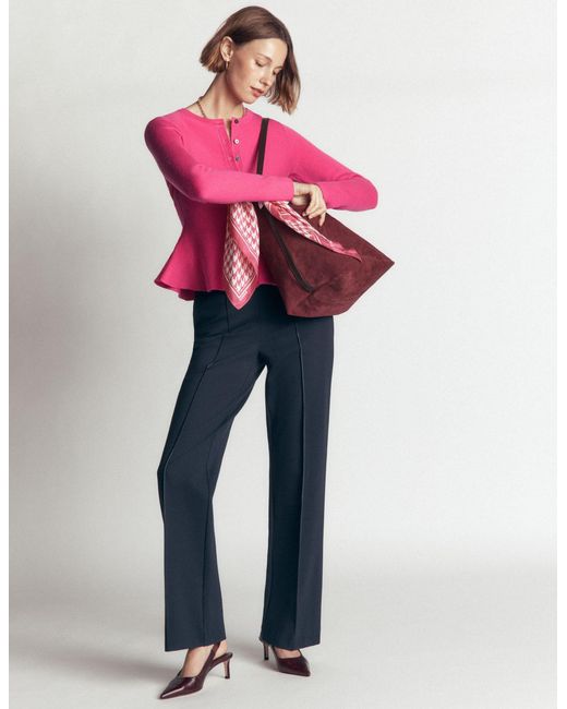 Boden Pink Fitted Wool Peplum Cardigan