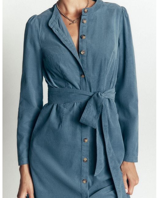 Boden Purple Louise Cord Midi Shirt Dress