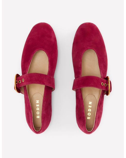 Boden Red Kylie Flat Buckle Mary Janes