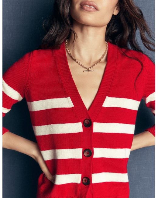 Boden Red Lucy Relaxed Cotton Cardigan