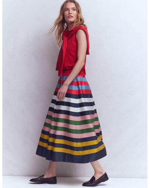 Boden Blue Verity Sateen Skirt